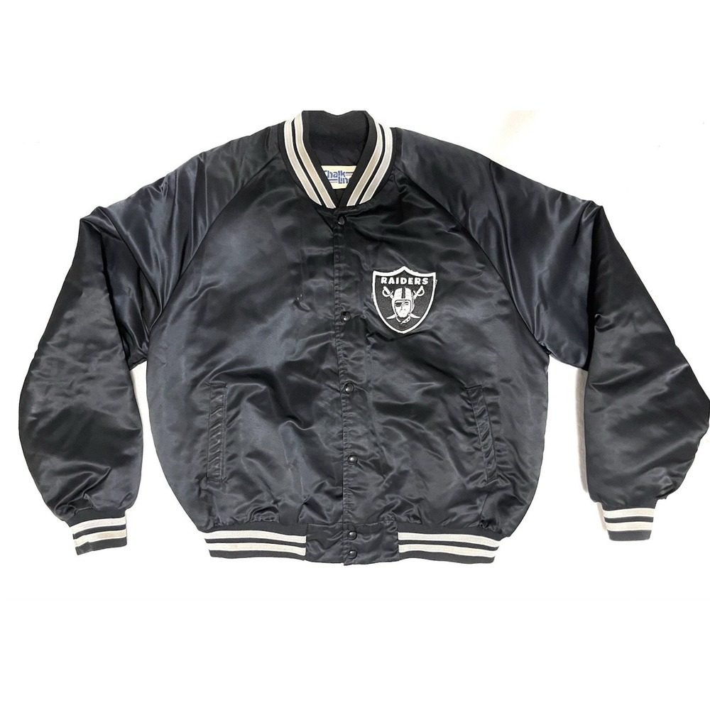 Vintage Chalk Line XL Oakland Las Vegas Raiders Starter Style Spellout Jacket